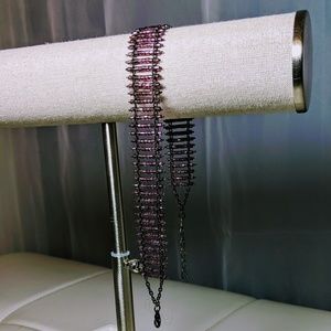 Purple beaded choker adjustable 13" - 14"